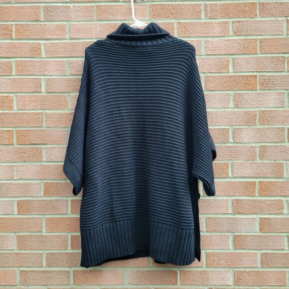 J. Crew Turtleneck poncho Black AR947 Medium - Picture 5 of 8